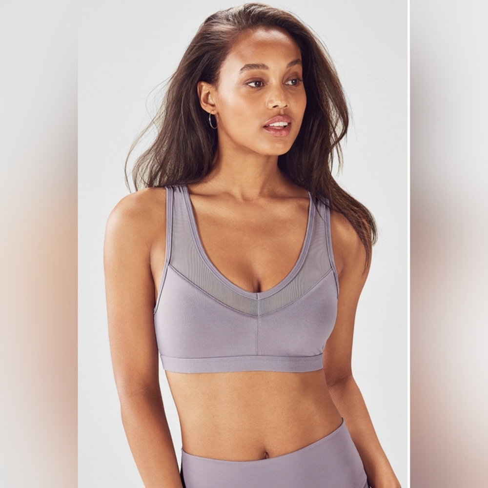 Fabletics Estelle Sports Bra Gray/Purple Size Medium